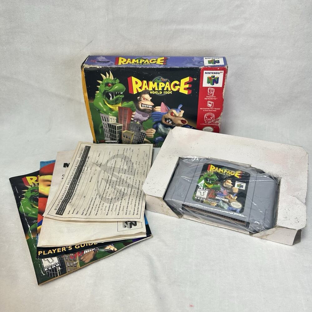 Rampage World Tour (Nintendo 64, 1997) CIB 100% tested and working